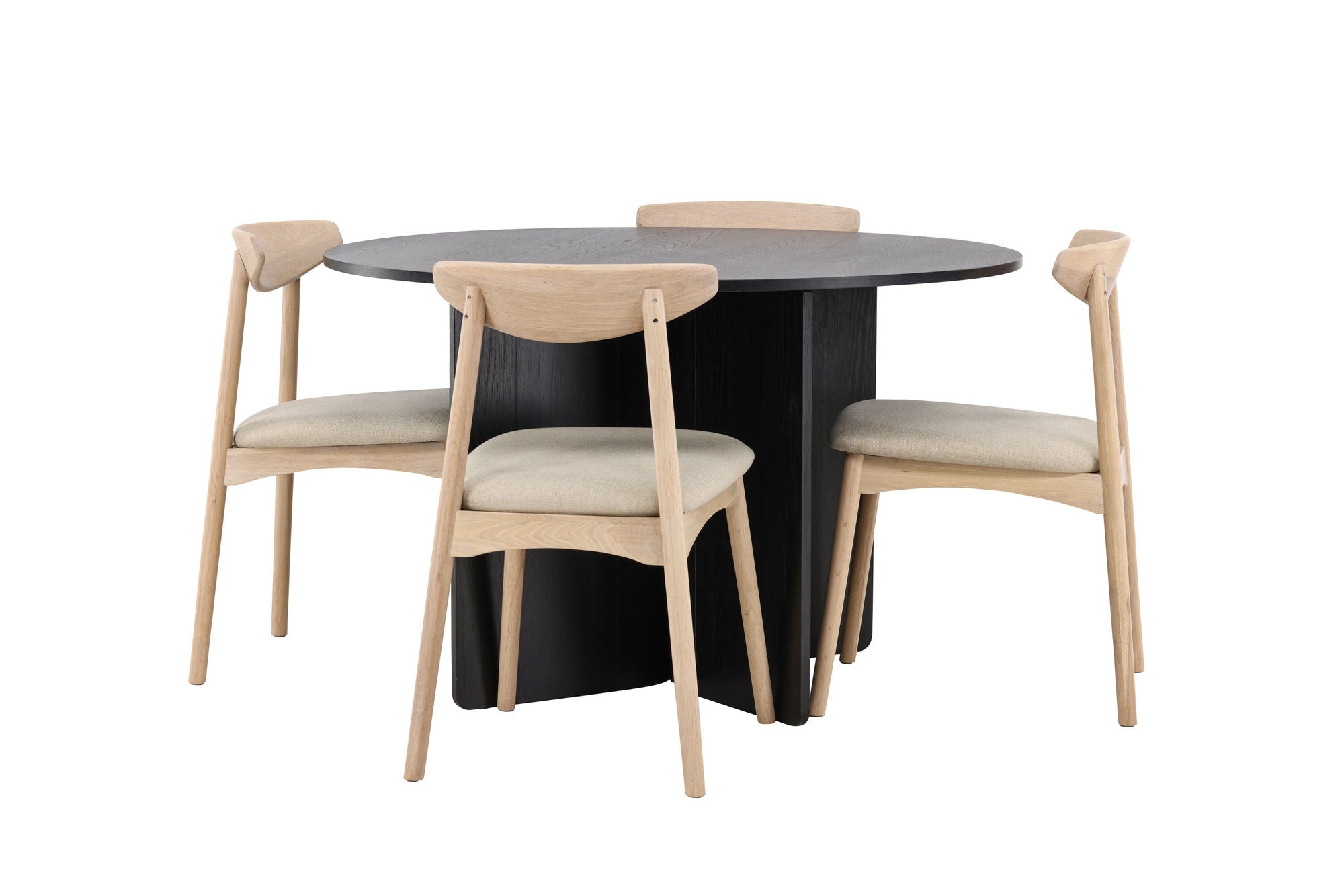 Venture Home Tyresö bord ø120 - Black with Ven stol - Whitewash