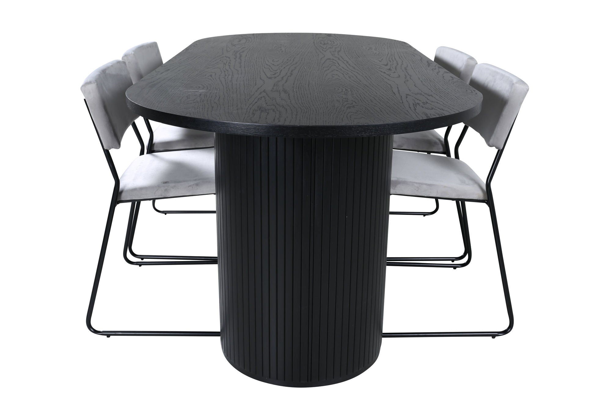 Venture Home Bianca Oval spisebord - Black / Black Veneer+Kenth stol - Black / Light Grey Velvet_4