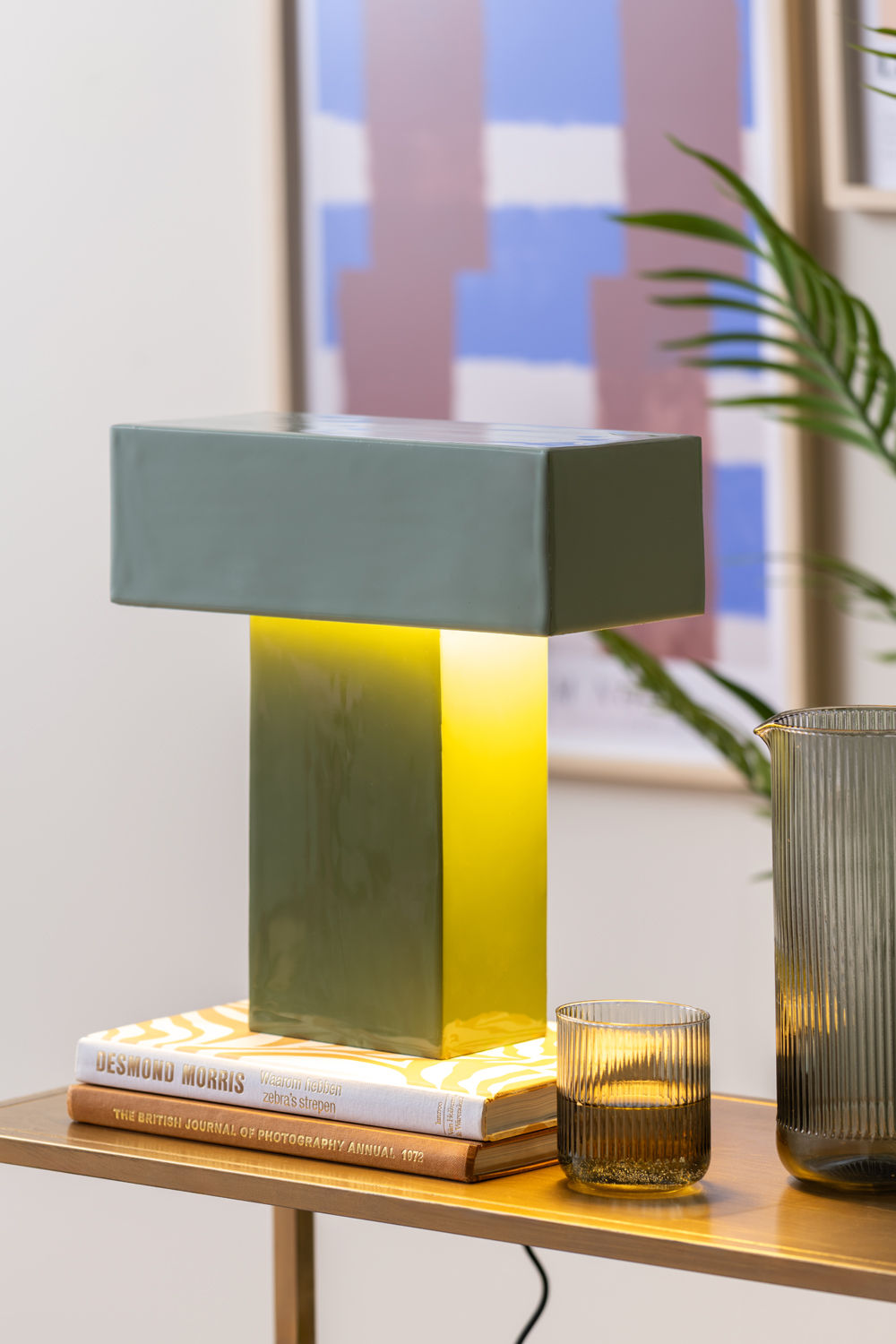 LEITMOTIV Table lamp Grato Recto jungle green w. grayed jade