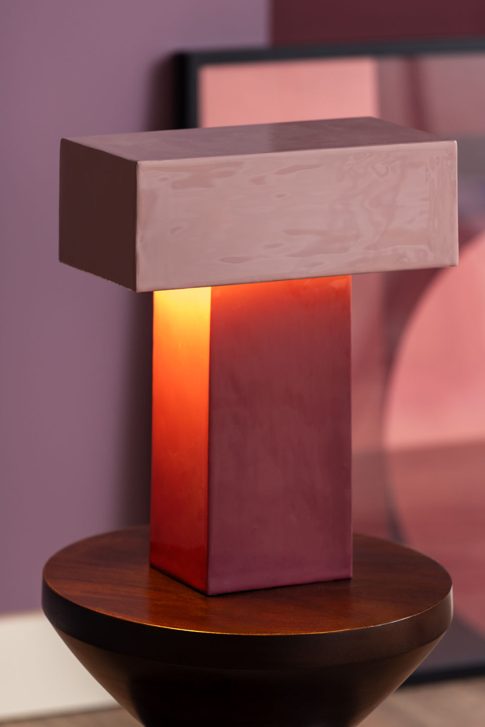 LEITMOTIV Table lamp Grato Recto dark mauve w. soft lavender
