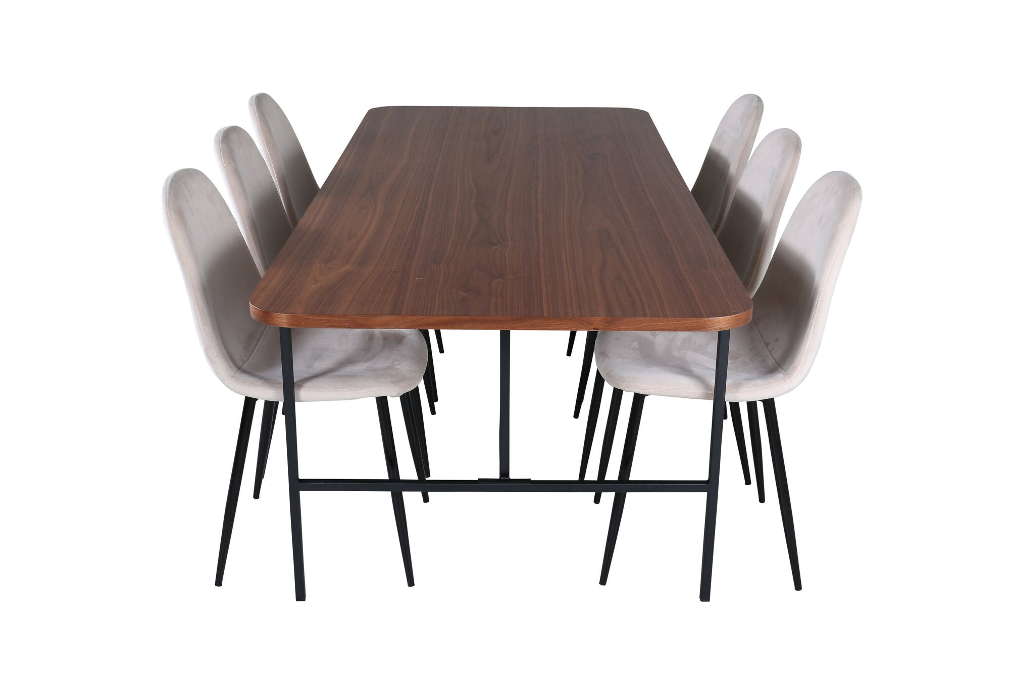 Venture Home Uno spisebord - Black / Walnut Veneer+Polar Spisebordsstol- Black legs / Beige Velvet (ersätter 19902-880)_6