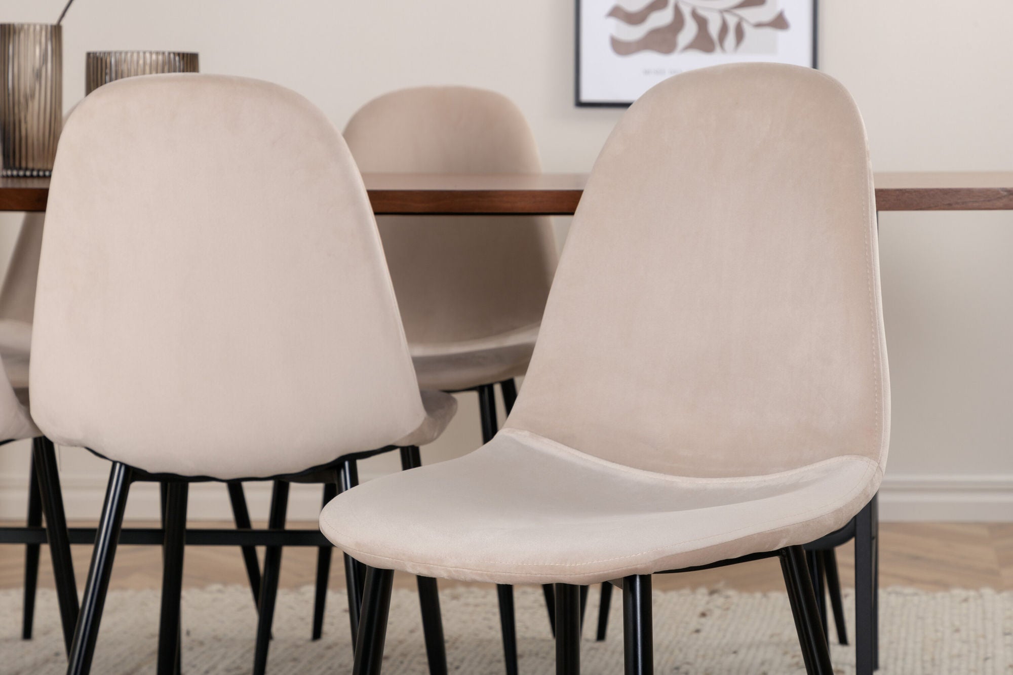 Venture Home Uno spisebord - Black / Walnut Veneer+Polar Spisebordsstol- Black legs / Beige Velvet (ersätter 19902-880)_6