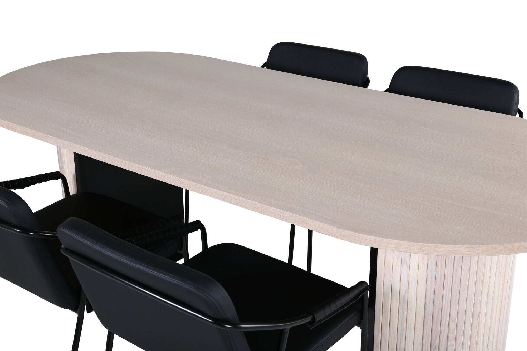 Venture Home Bianca Oval spisebord - White Wash / Black Veneer+Tvist stol - Black / Black PU_4