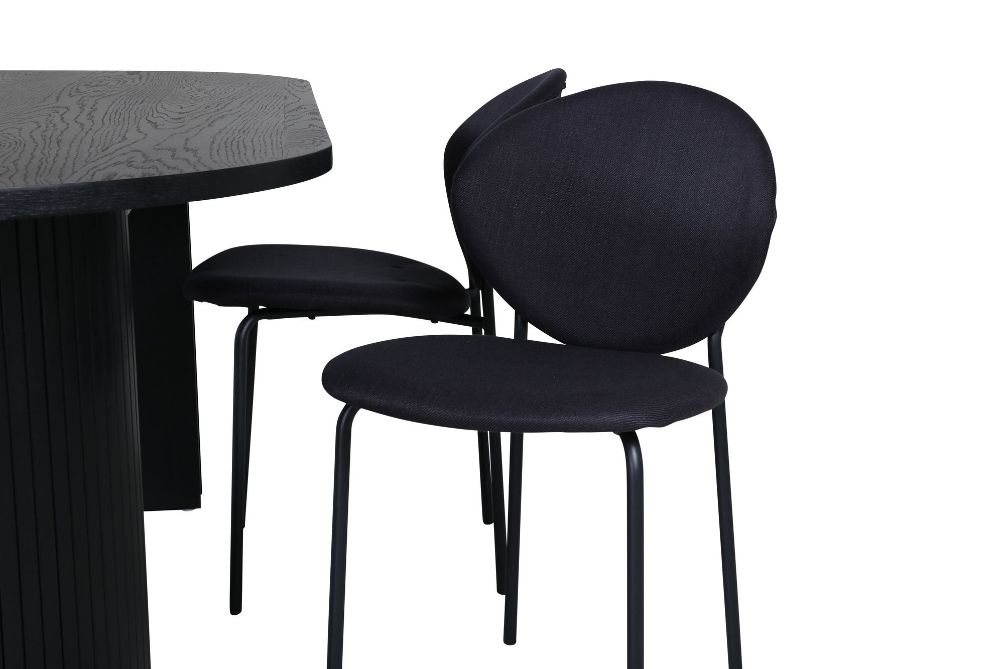 Venture Home Bianca Oval spisebord , Black Black Veneer+Vault Spisebordsstol , Black Legs , Black Fabric_4
