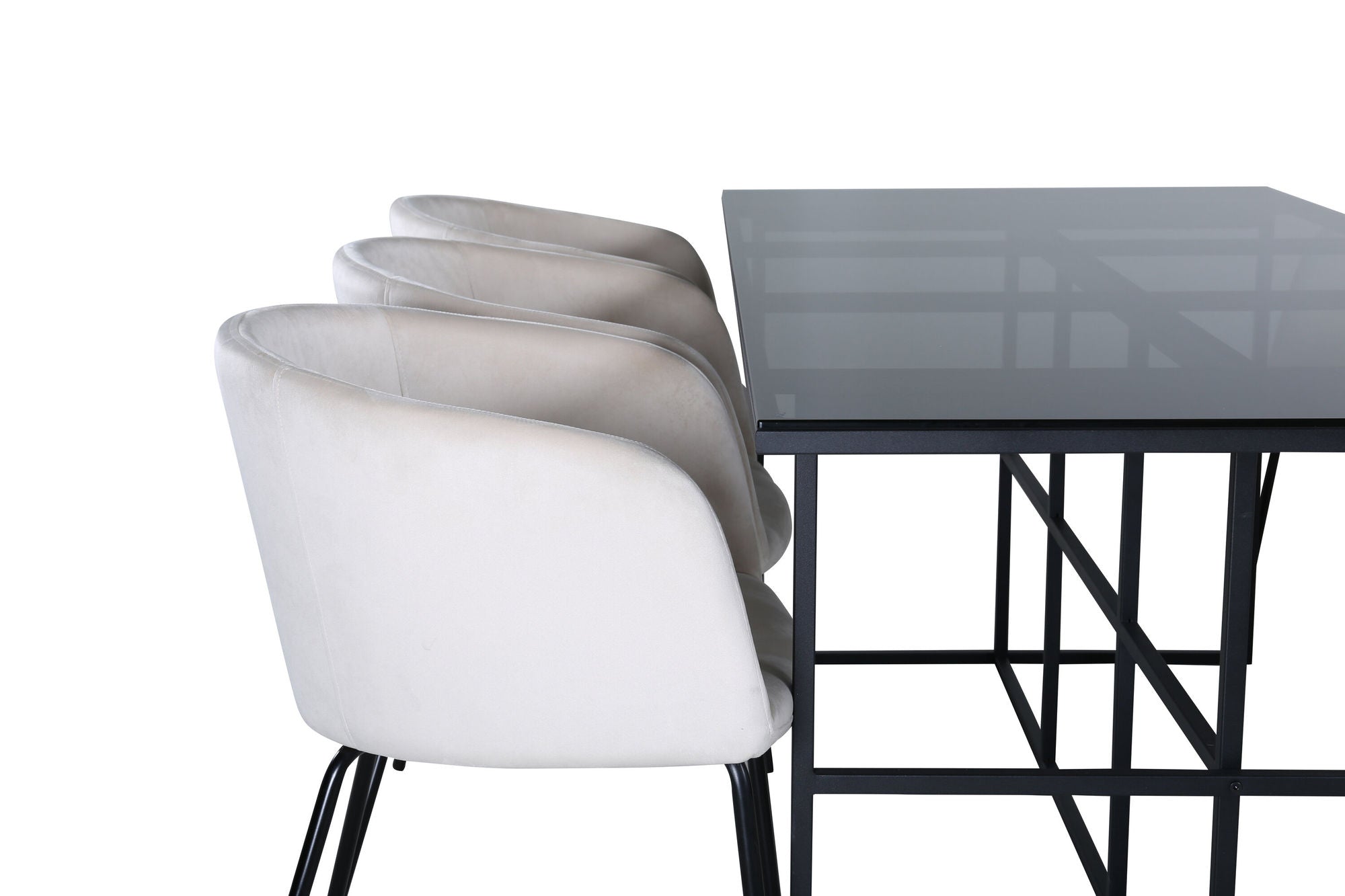 Venture Home Leif spisebord , Black Black smoked smoked Glass+Berit stol , Black Beige Velvet_6