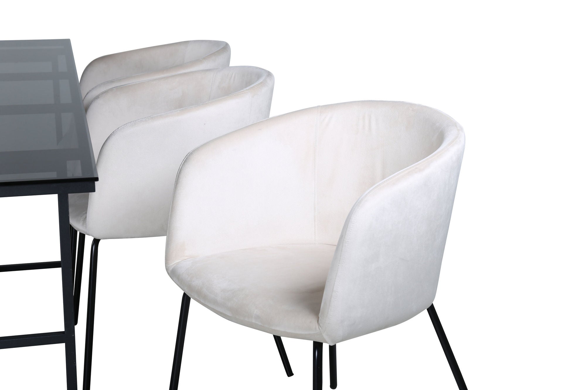 Venture Home Leif spisebord , Black Black smoked smoked Glass+Berit stol , Black Beige Velvet_6