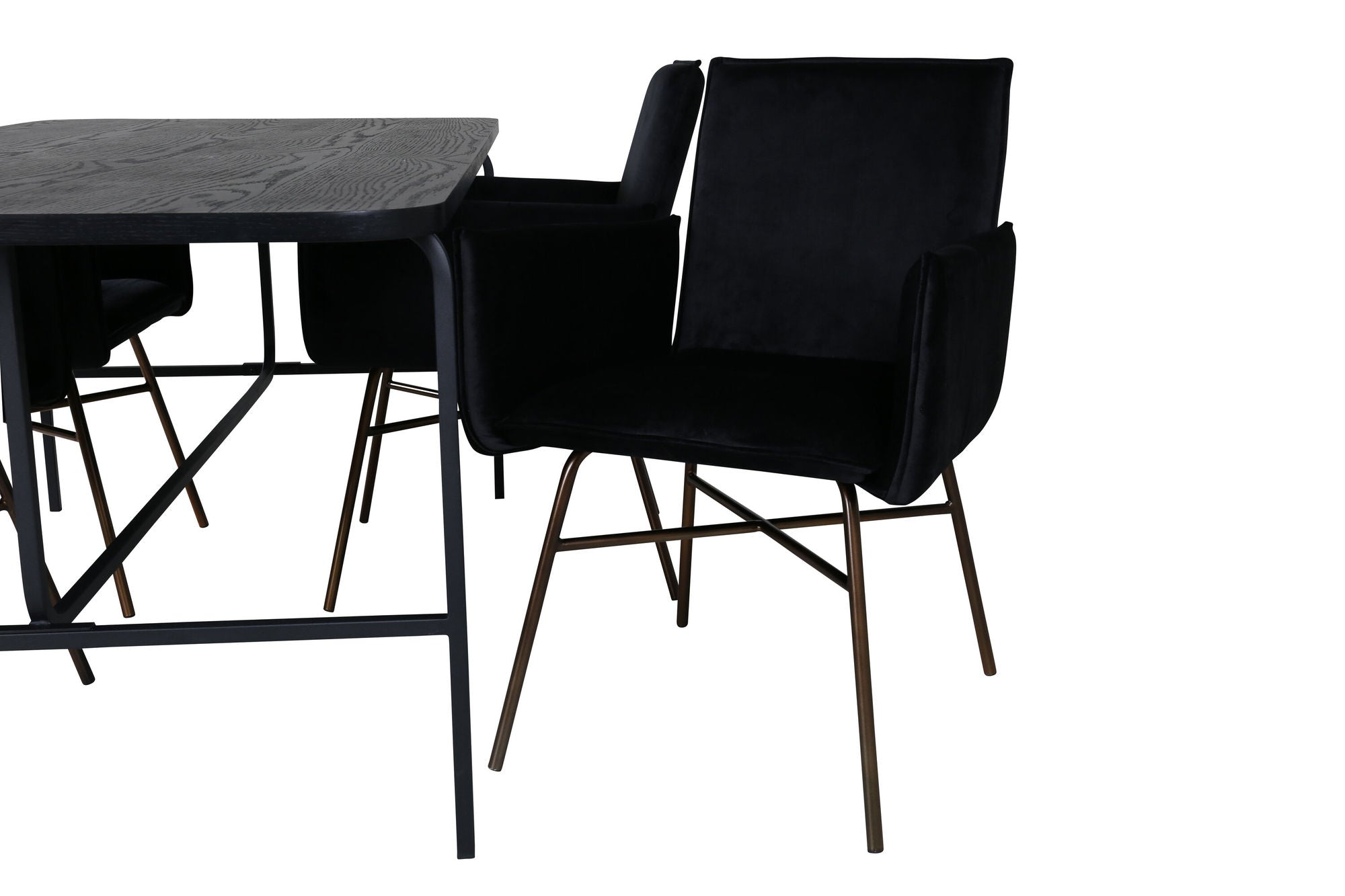 Venture Home Uno spisebord , Black Black Veneer+Petra stol , Black Black Velvet_4