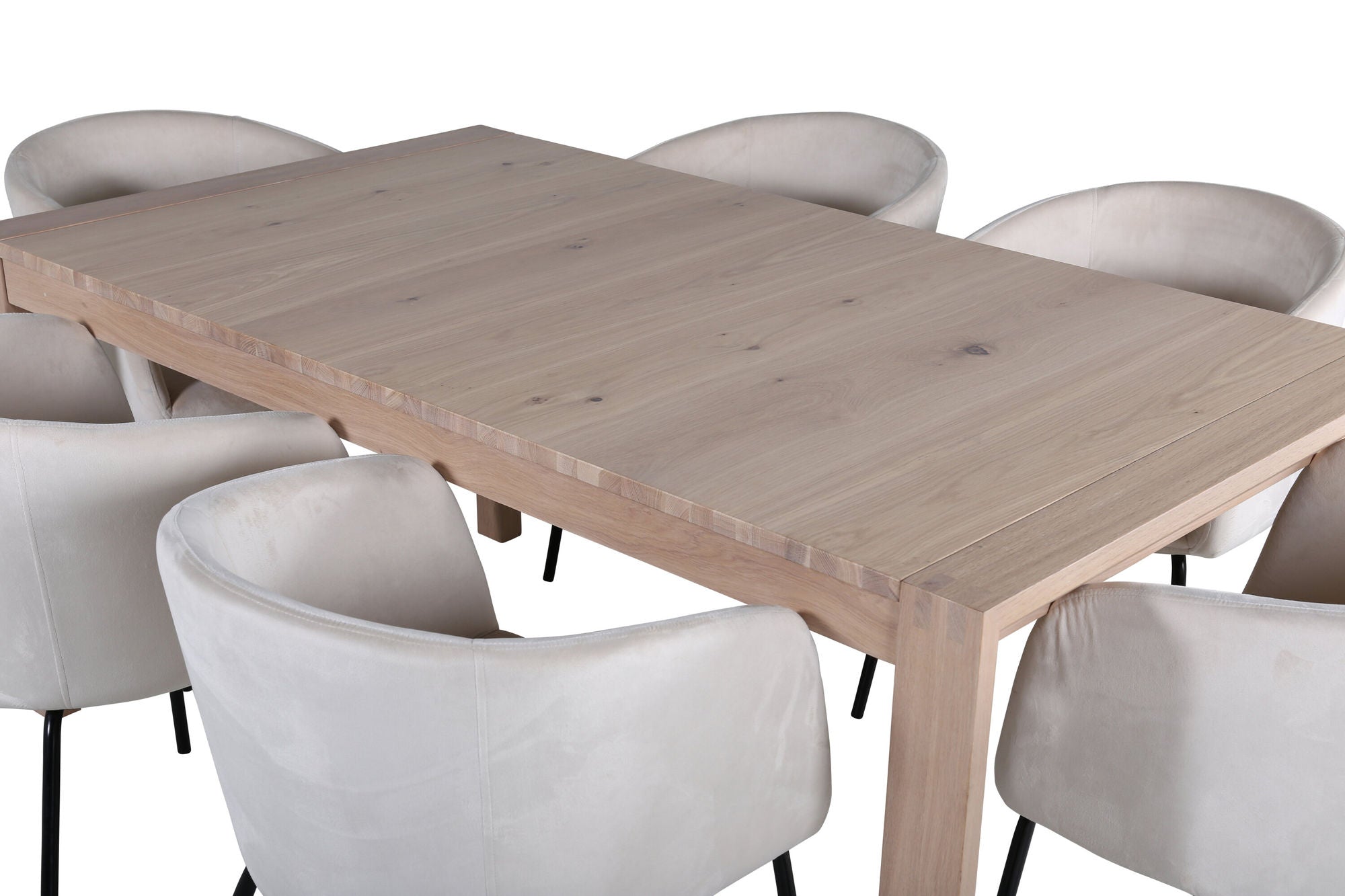 Venture Home Slider Extention bord - White Wash - 170+40+40cm +Berit stol - Black / Beige Velvet_6