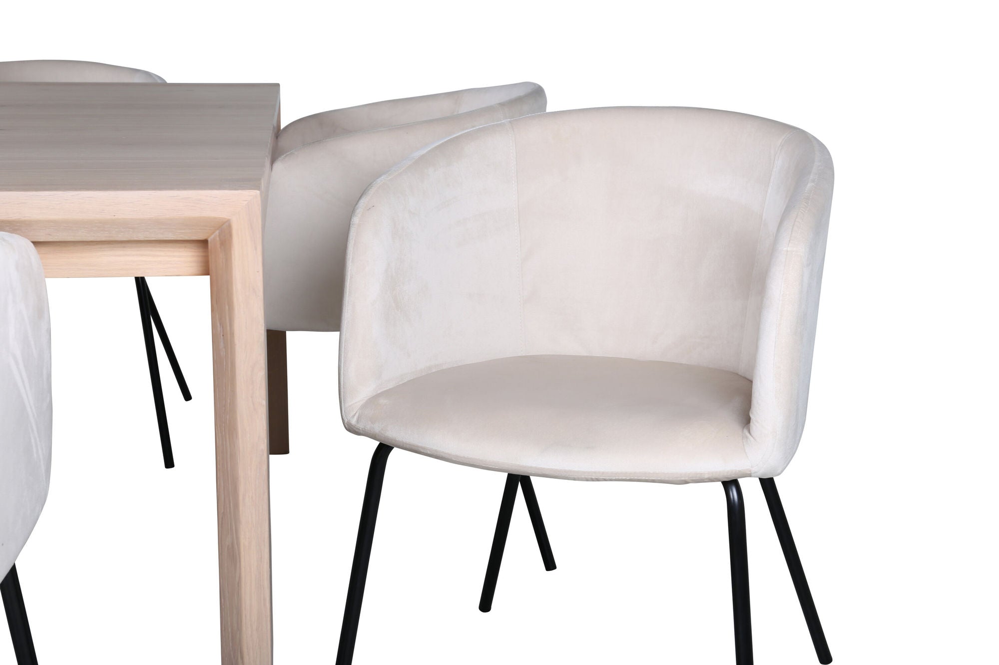 Venture Home Slider Extention bord - White Wash - 170+40+40cm +Berit stol - Black / Beige Velvet_6