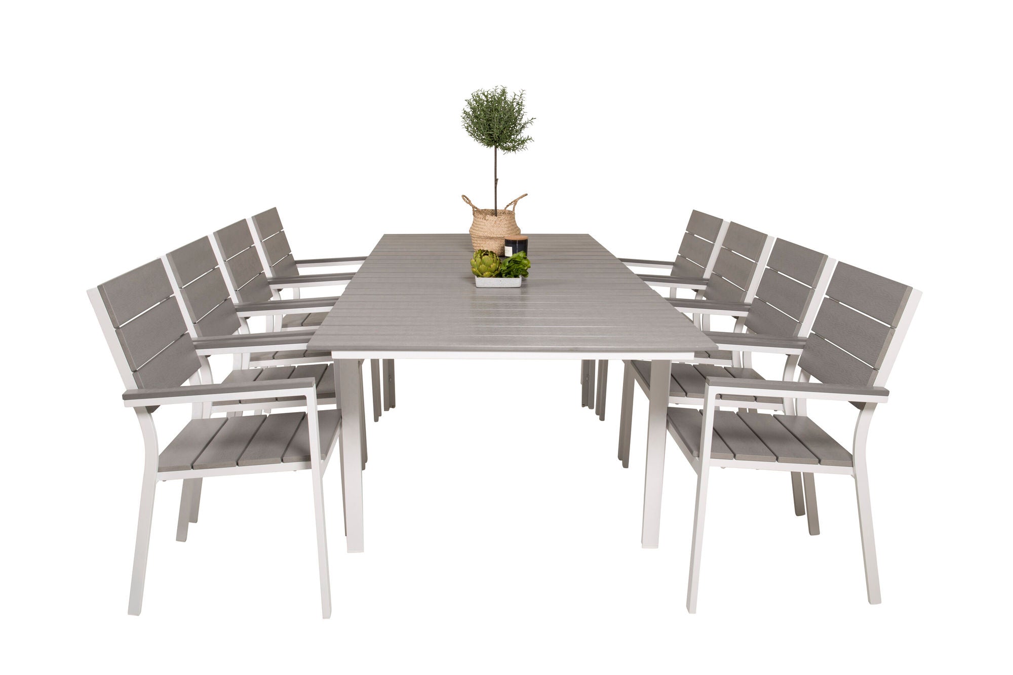 Venture Home Levels bord 160/240 - White/Grey - Levels stol (stackable) - White Alu / Grey Aintwood 8