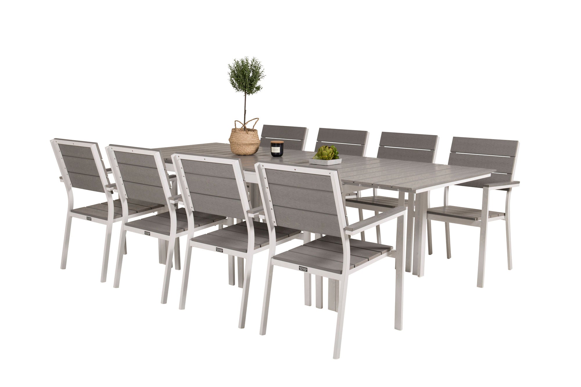 Venture Home Levels bord 160/240 - White/Grey - Levels stol (stackable) - White Alu / Grey Aintwood 8