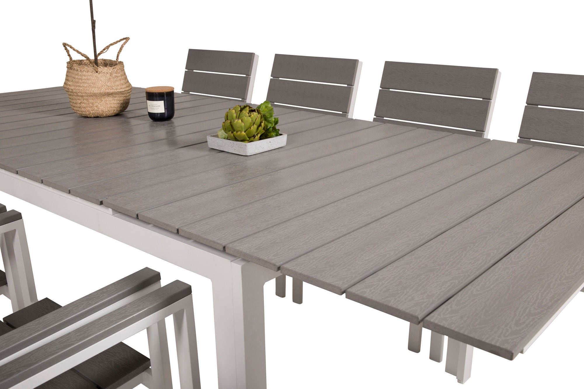 Venture Home Levels bord 160/240 - White/Grey - Levels stol (stackable) - White Alu / Grey Aintwood 8