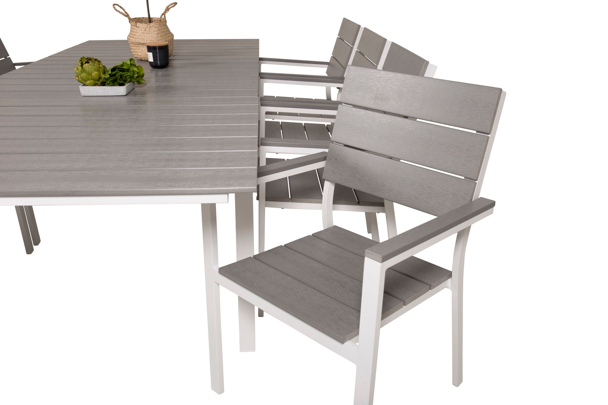 Venture Home Levels bord 160/240 - White/Grey - Levels stol (stackable) - White Alu / Grey Aintwood 8