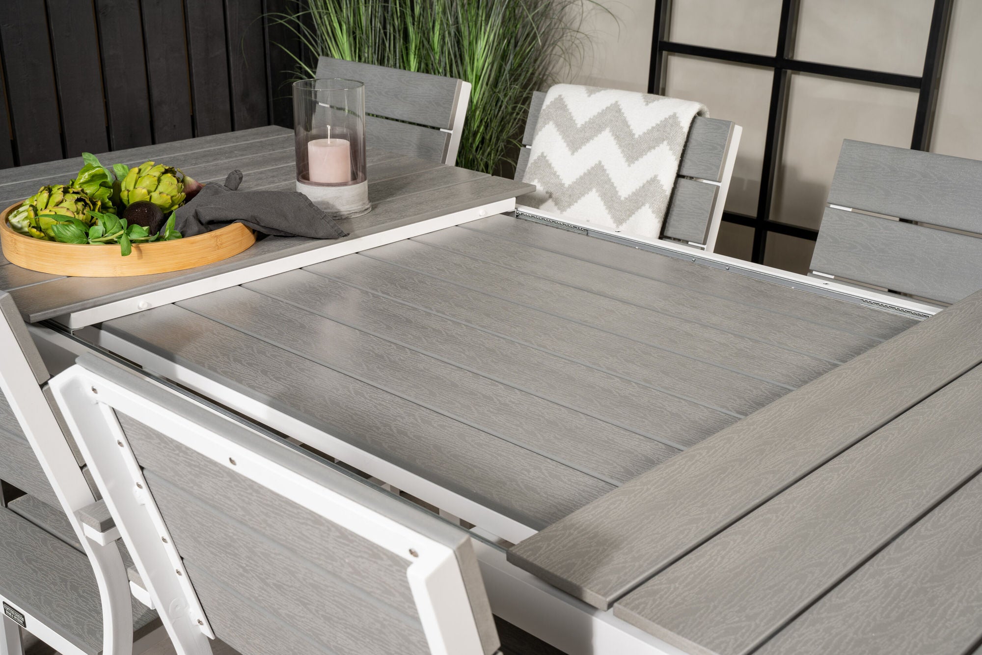Venture Home Levels bord 160/240 - White/Grey - Levels stol (stackable) - White Alu / Grey Aintwood 8