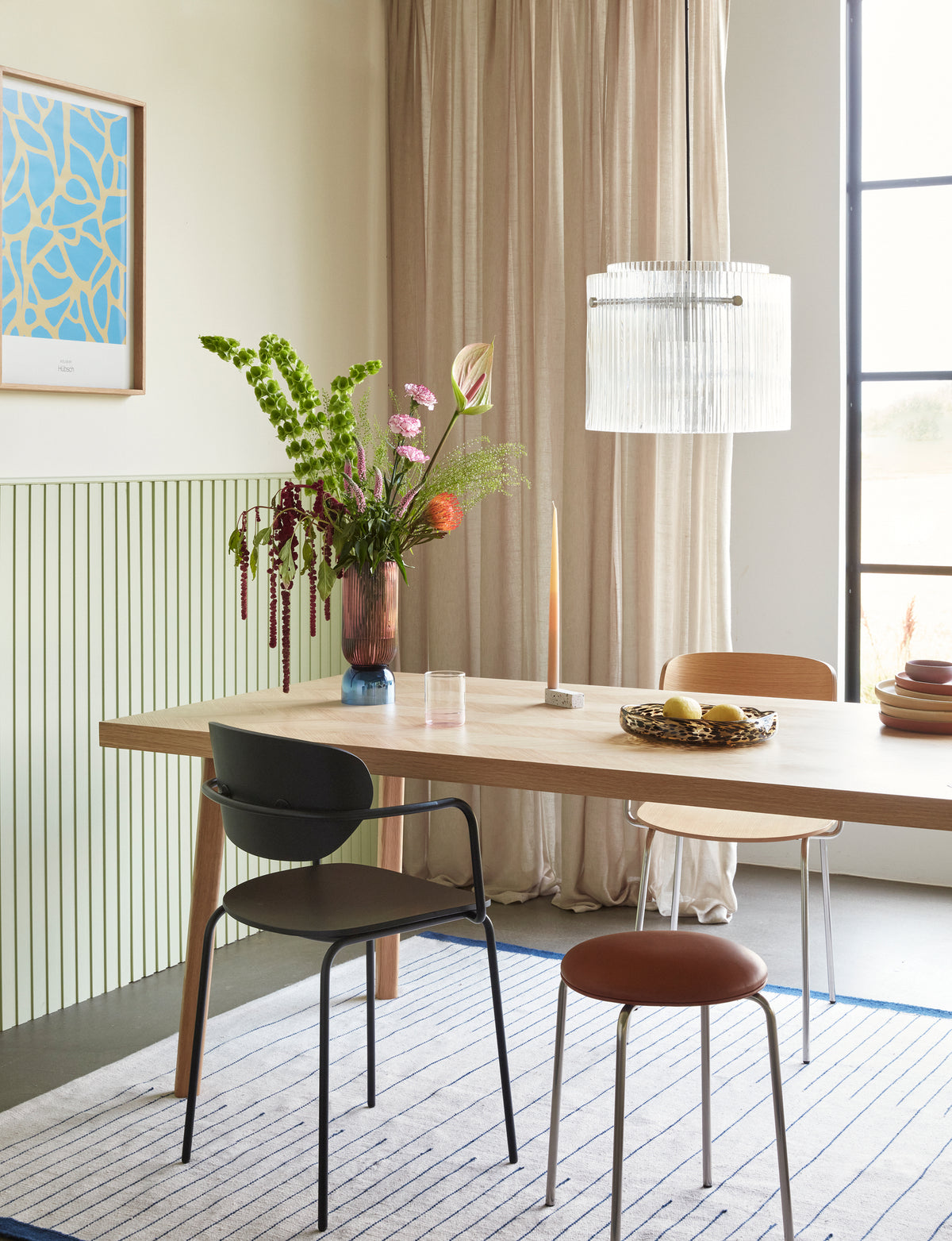 Ripple pendel lampe, stor, klar