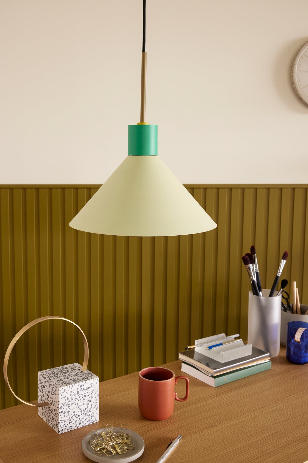 Farvekridt vedhæng loftlampe, grøn