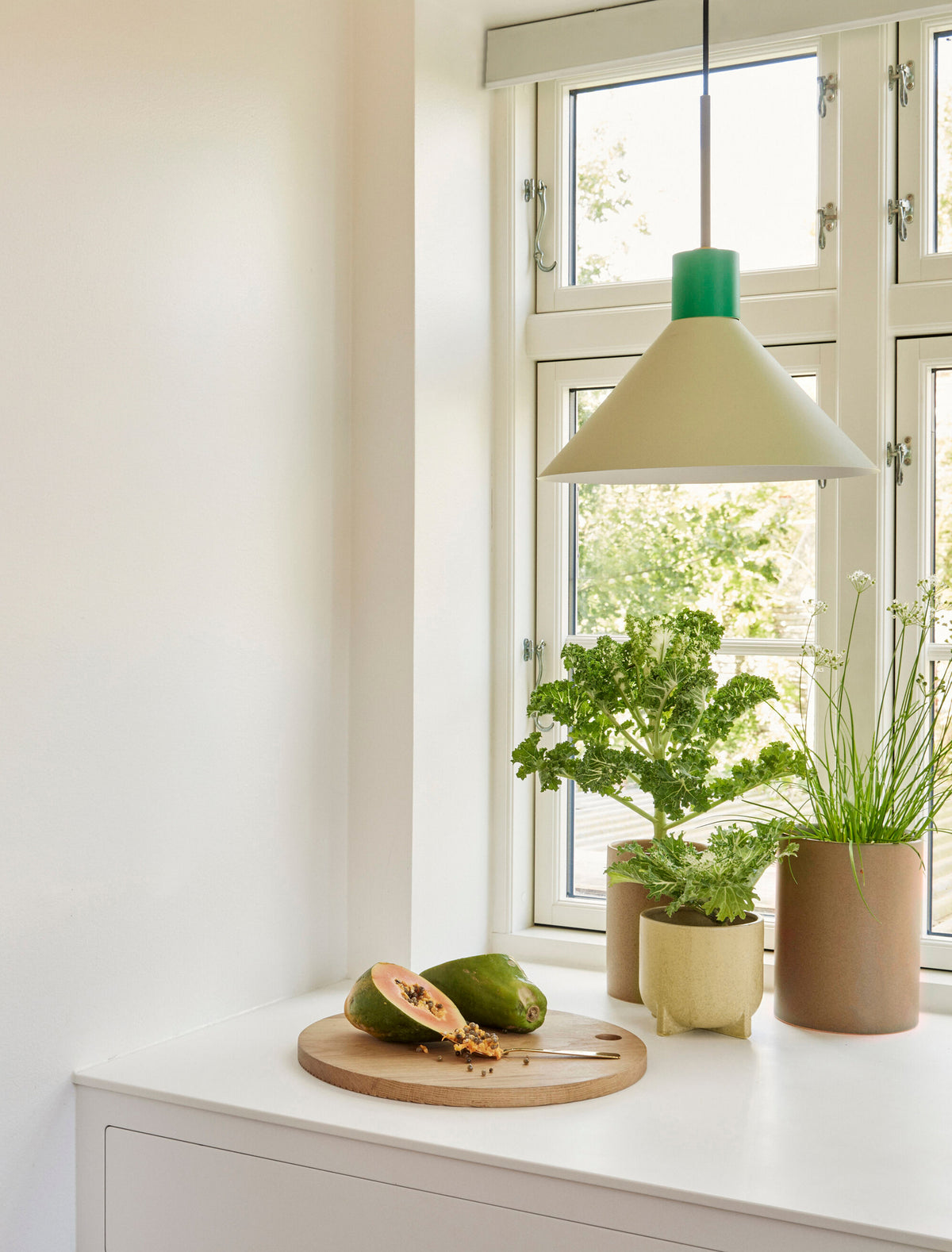 Farvekridt vedhæng loftlampe, grøn