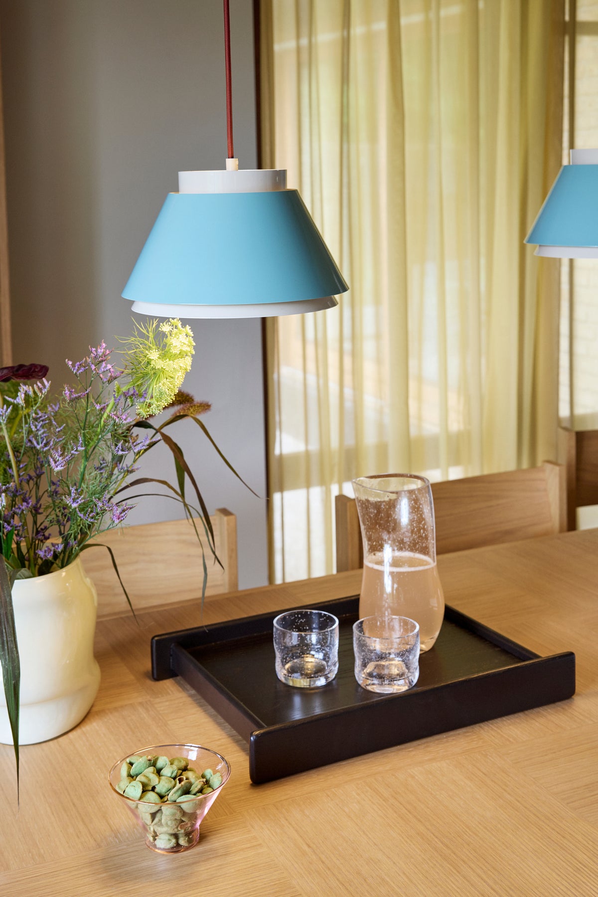 Remi Pendel Lampe Blå/Beige