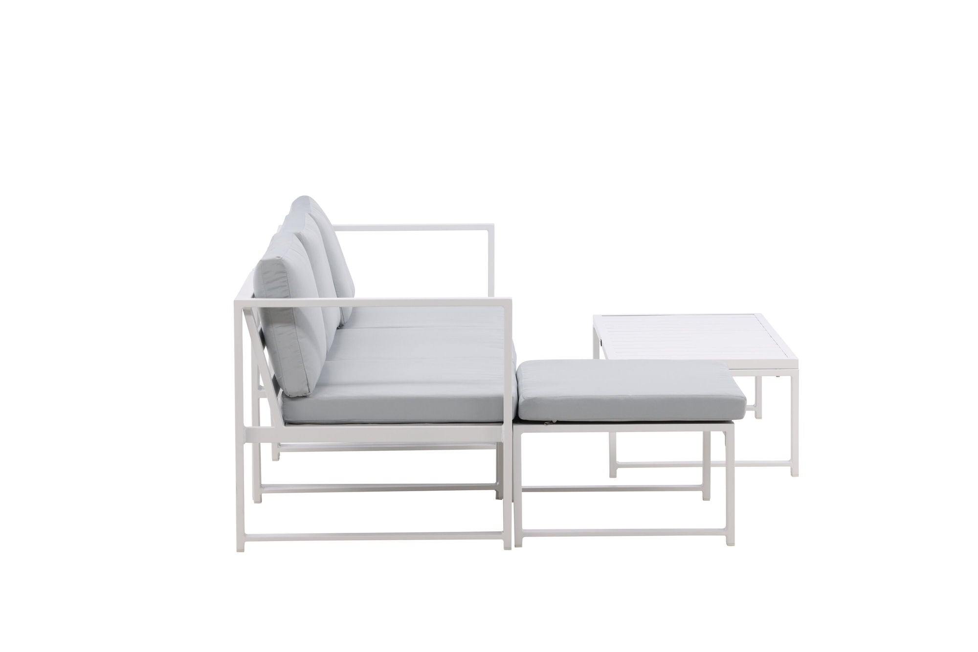 Venture Home Salvador sofa set - White Alu / Grey Cushions. 2 corners+ 1 middlepart + 1 ottom