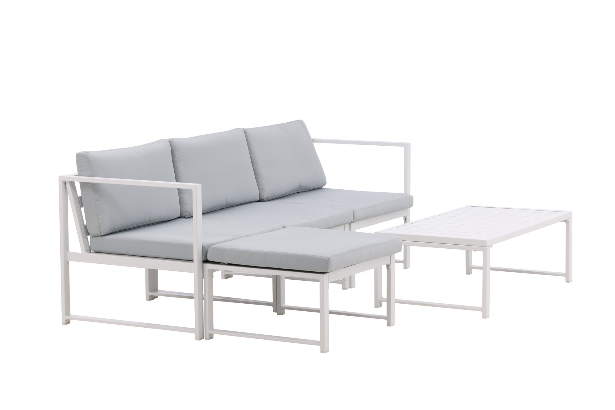 Venture Home Salvador sofa set - White Alu / Grey Cushions. 2 corners+ 1 middlepart + 1 ottom