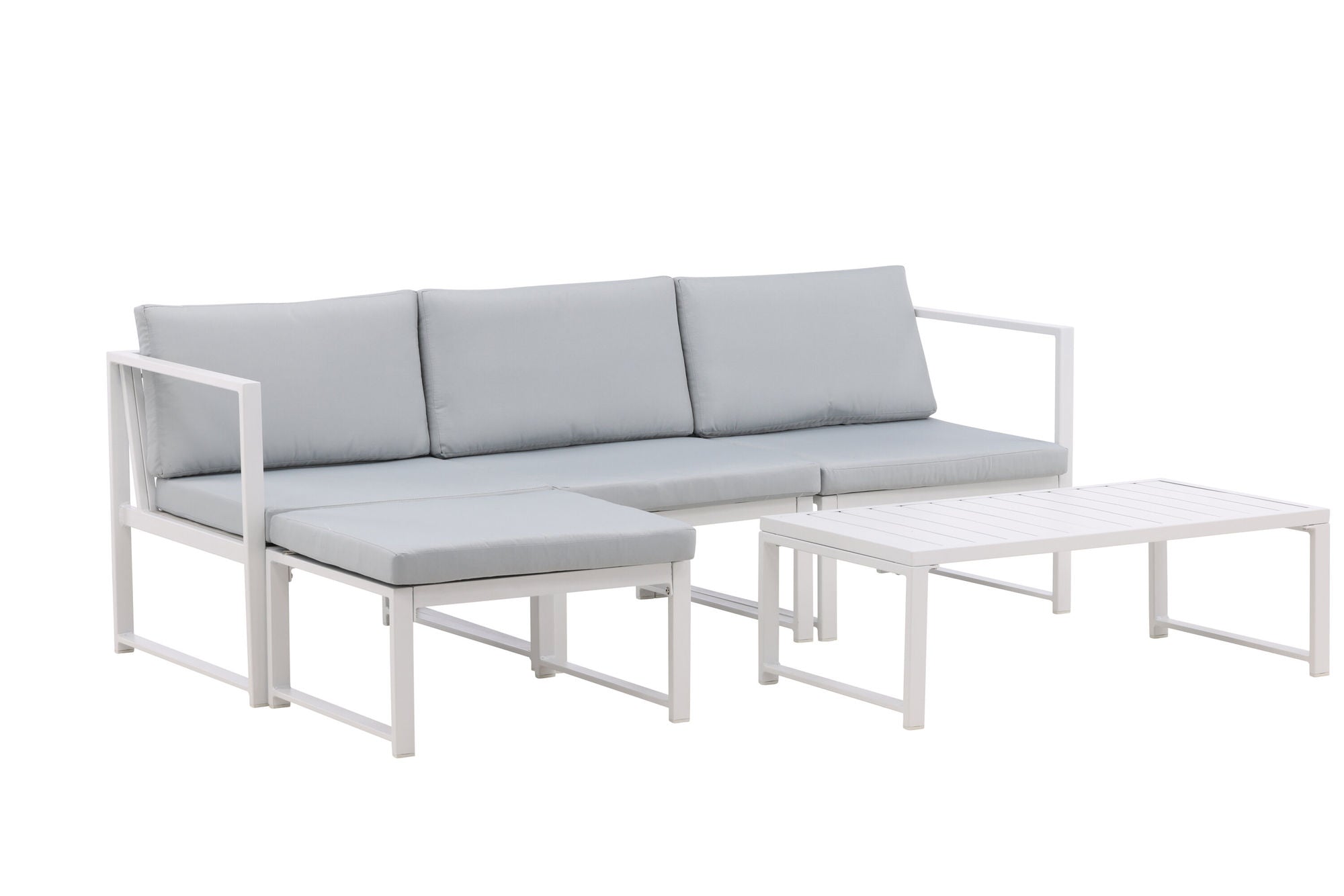 Venture Home Salvador sofa set - White Alu / Grey Cushions. 2 corners+ 1 middlepart + 1 ottom