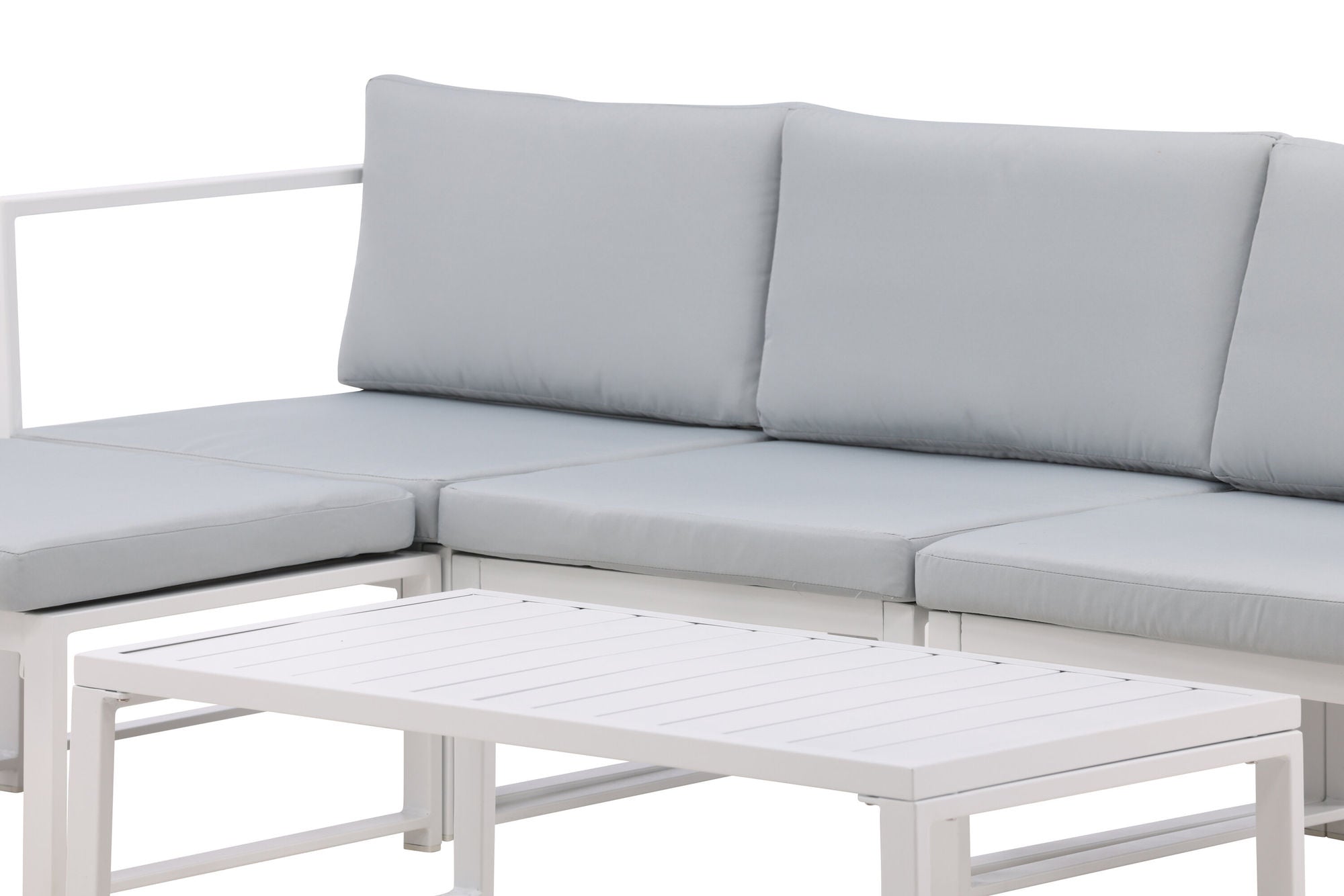 Venture Home Salvador sofa set - White Alu / Grey Cushions. 2 corners+ 1 middlepart + 1 ottom