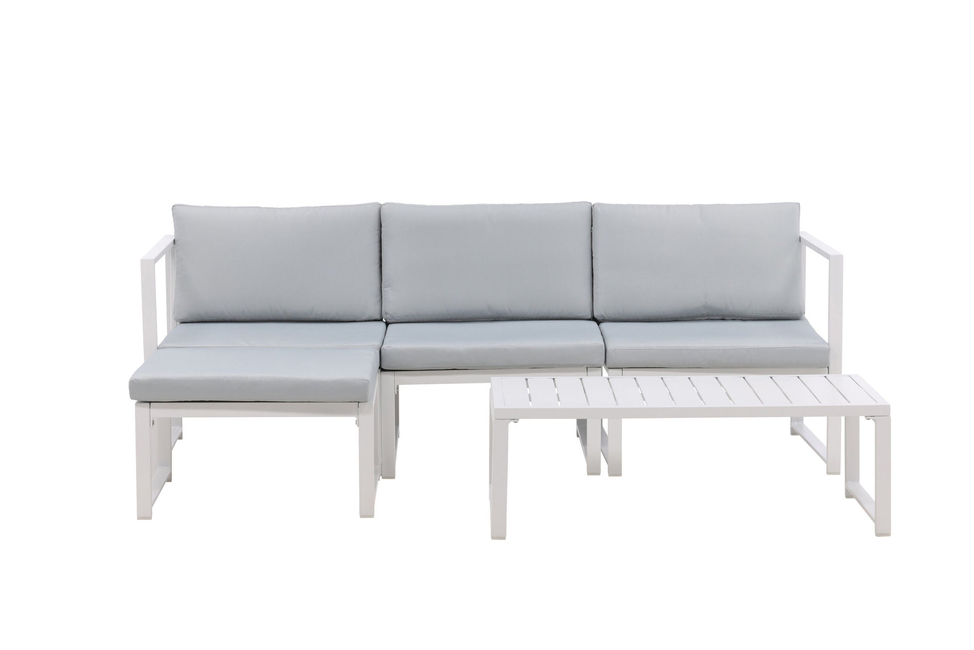 Venture Home Salvador sofa set - White Alu / Grey Cushions. 2 corners+ 1 middlepart + 1 ottom