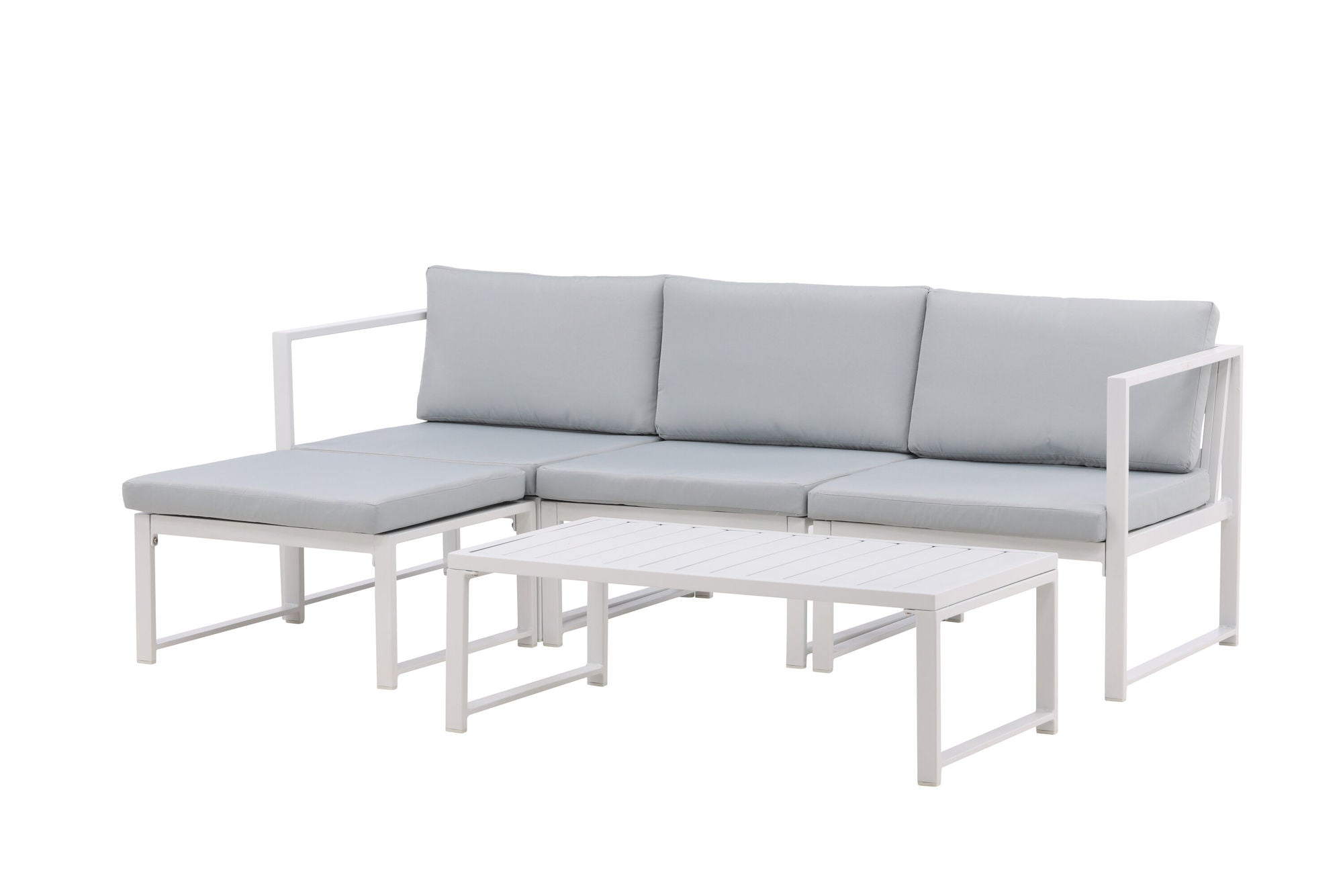Venture Home Salvador sofa set - White Alu / Grey Cushions. 2 corners+ 1 middlepart + 1 ottom