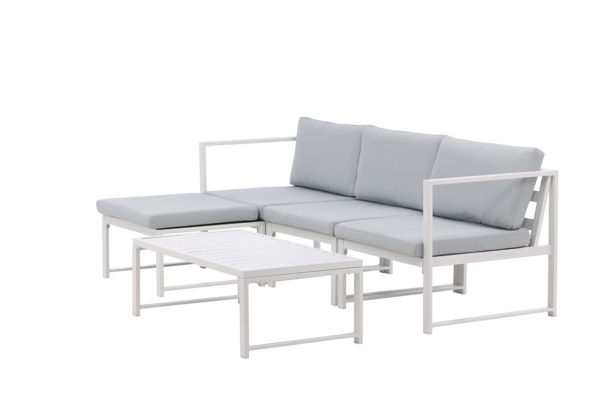 Venture Home Salvador sofa set - White Alu / Grey Cushions. 2 corners+ 1 middlepart + 1 ottom