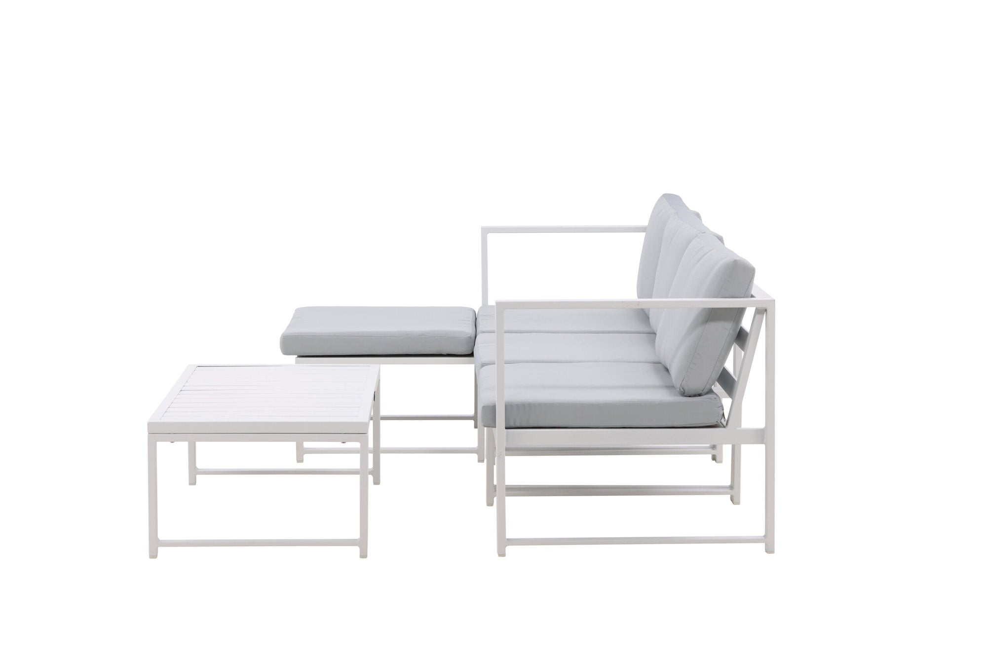 Venture Home Salvador sofa set - White Alu / Grey Cushions. 2 corners+ 1 middlepart + 1 ottom