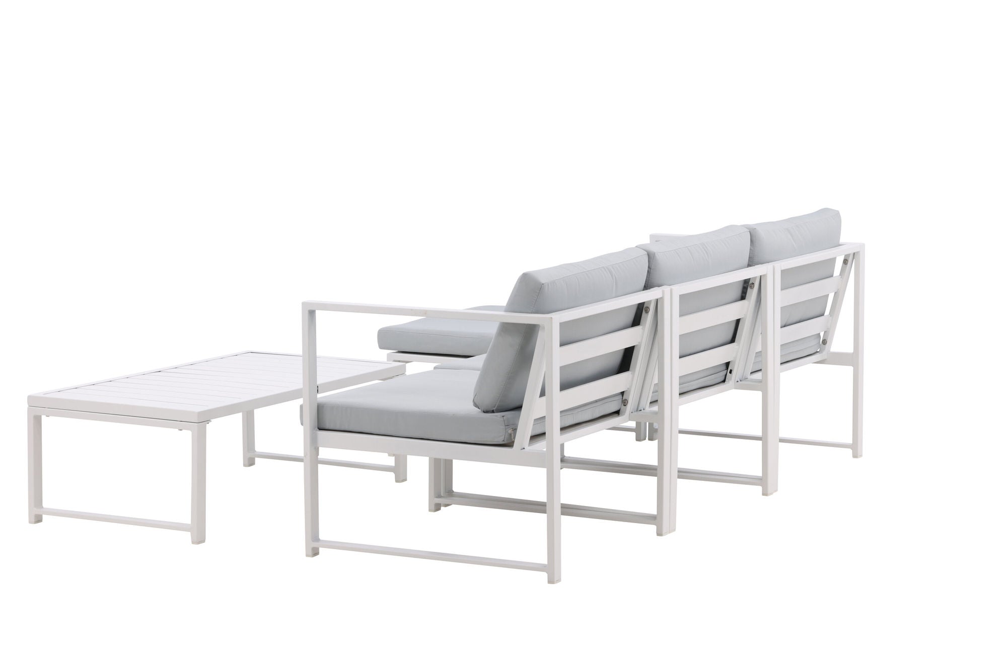 Venture Home Salvador sofa set - White Alu / Grey Cushions. 2 corners+ 1 middlepart + 1 ottom