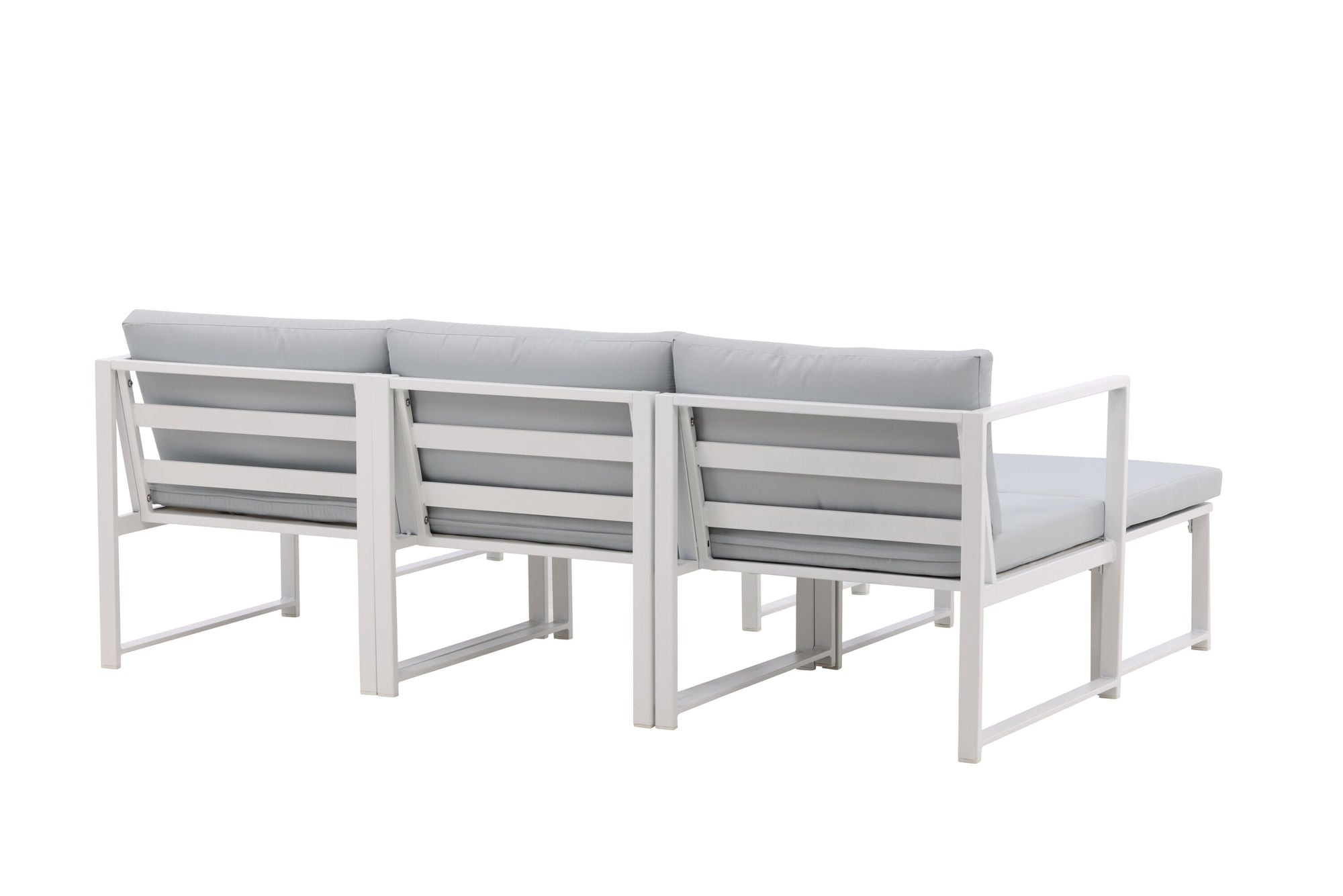 Venture Home Salvador sofa set - White Alu / Grey Cushions. 2 corners+ 1 middlepart + 1 ottom