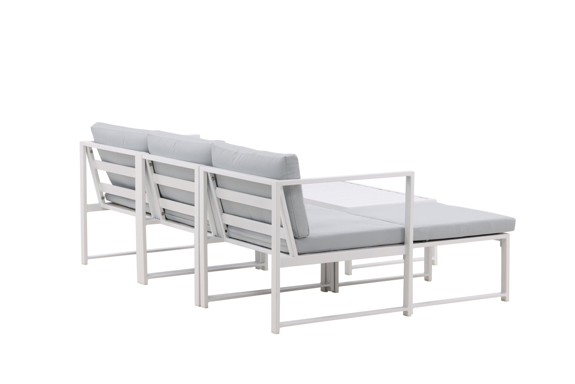 Venture Home Salvador sofa set - White Alu / Grey Cushions. 2 corners+ 1 middlepart + 1 ottom