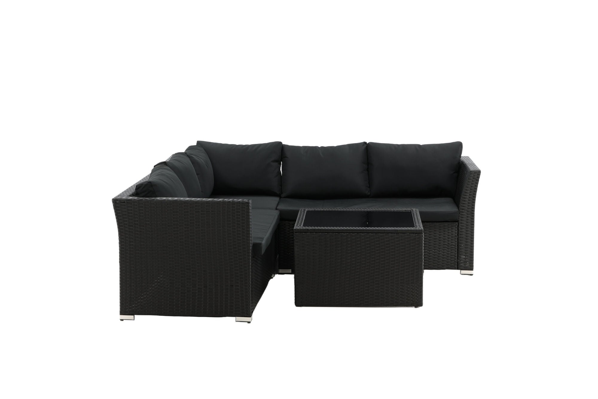 Venture Home Haiti Sofa Set - Black Wicker / Black Cushion