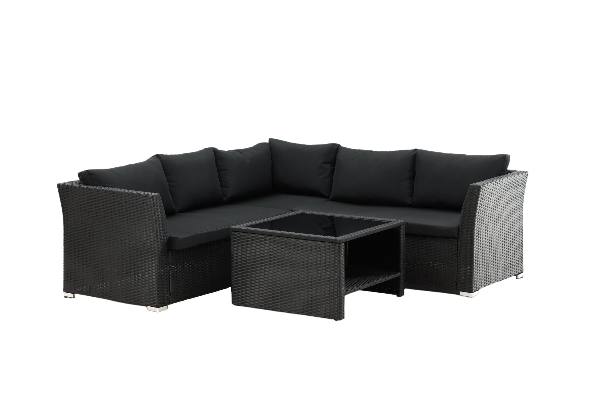 Venture Home Haiti Sofa Set - Black Wicker / Black Cushion
