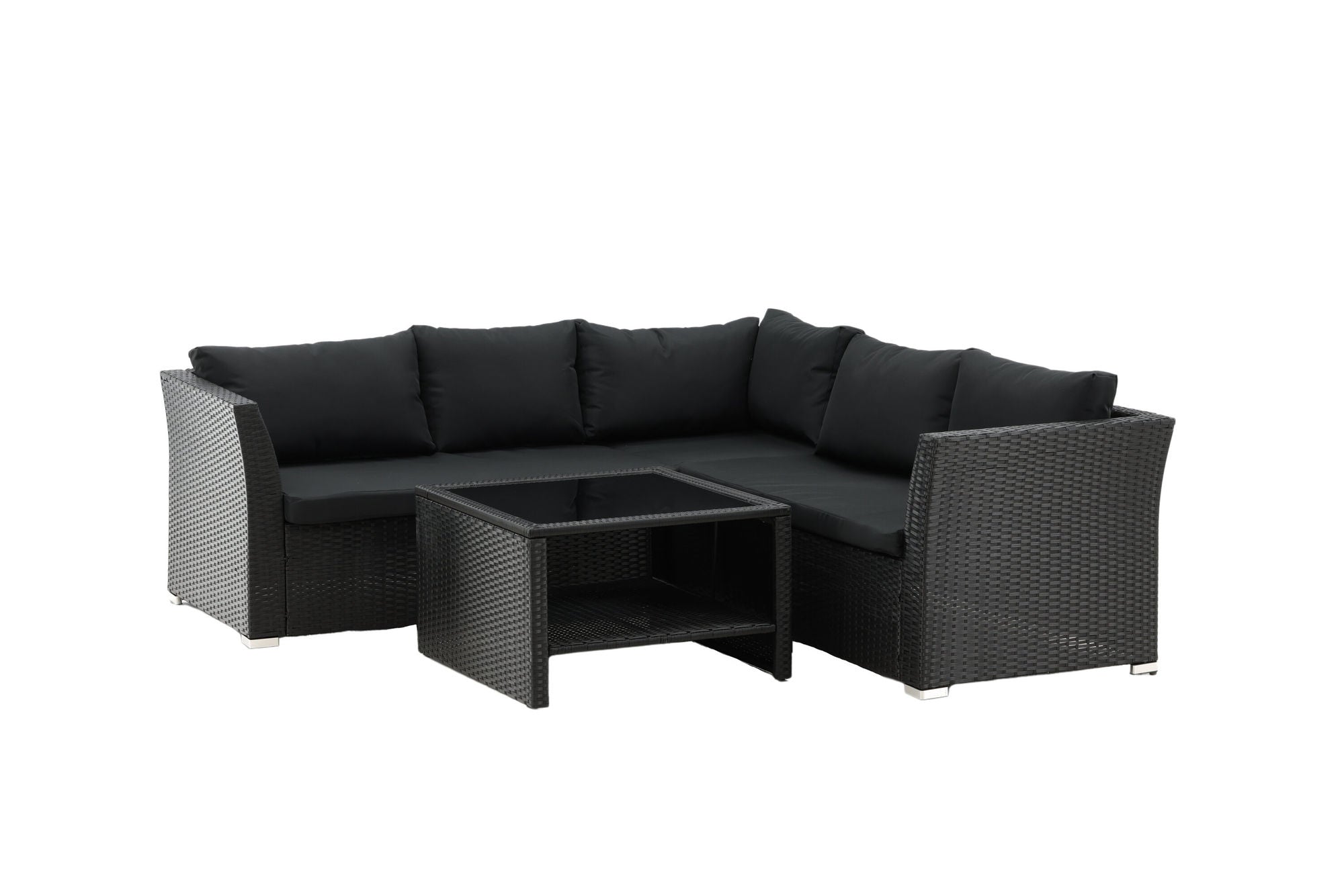 Venture Home Haiti Sofa Set - Black Wicker / Black Cushion