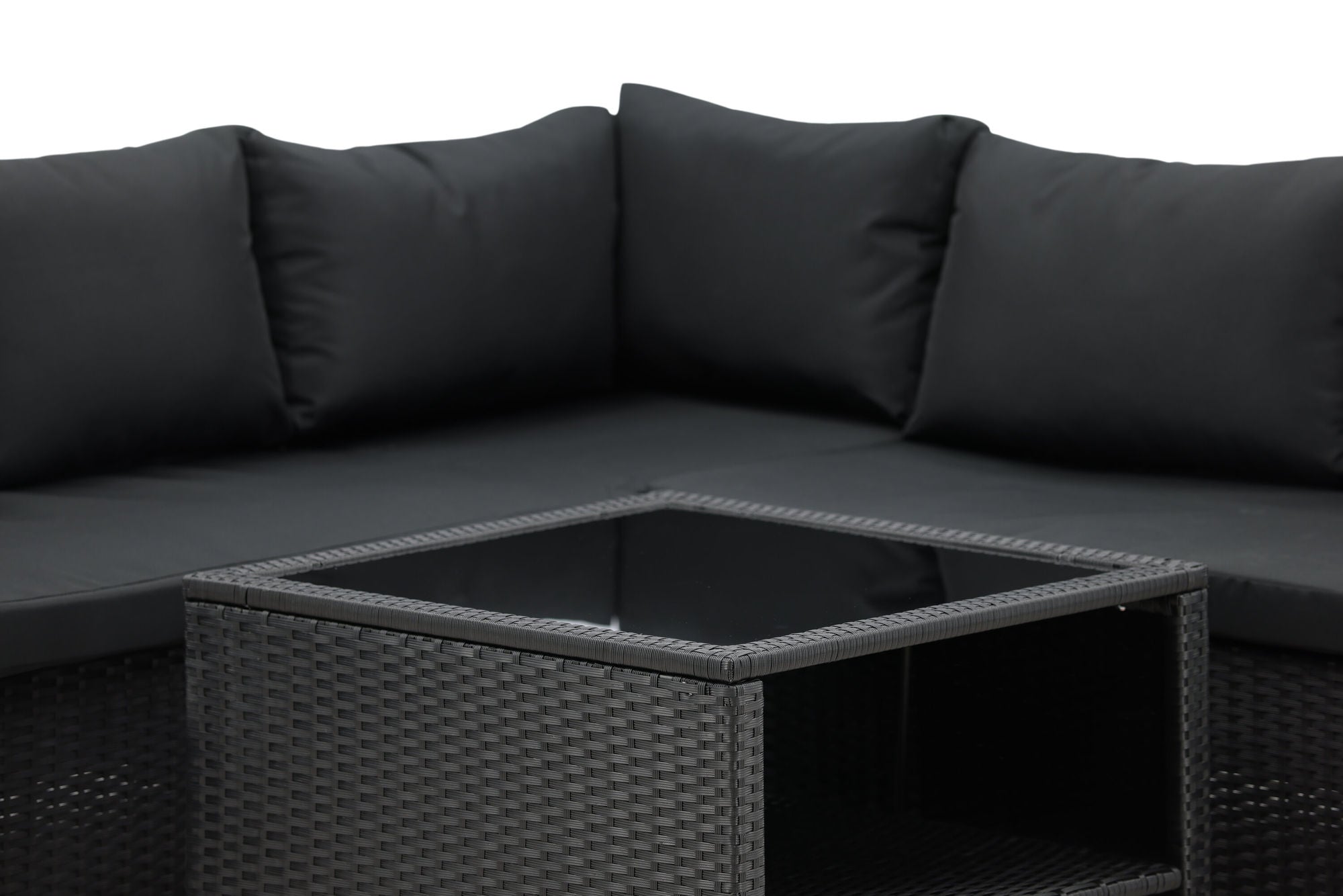 Venture Home Haiti Sofa Set - Black Wicker / Black Cushion