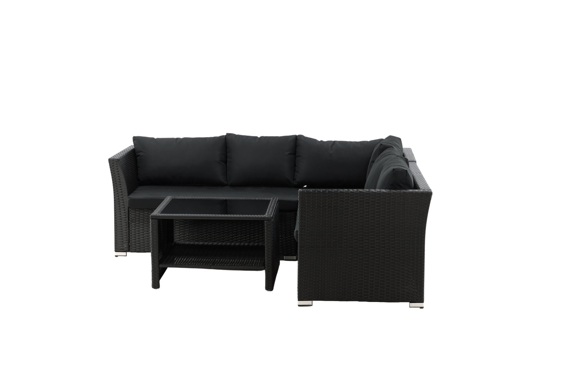 Venture Home Haiti Sofa Set - Black Wicker / Black Cushion