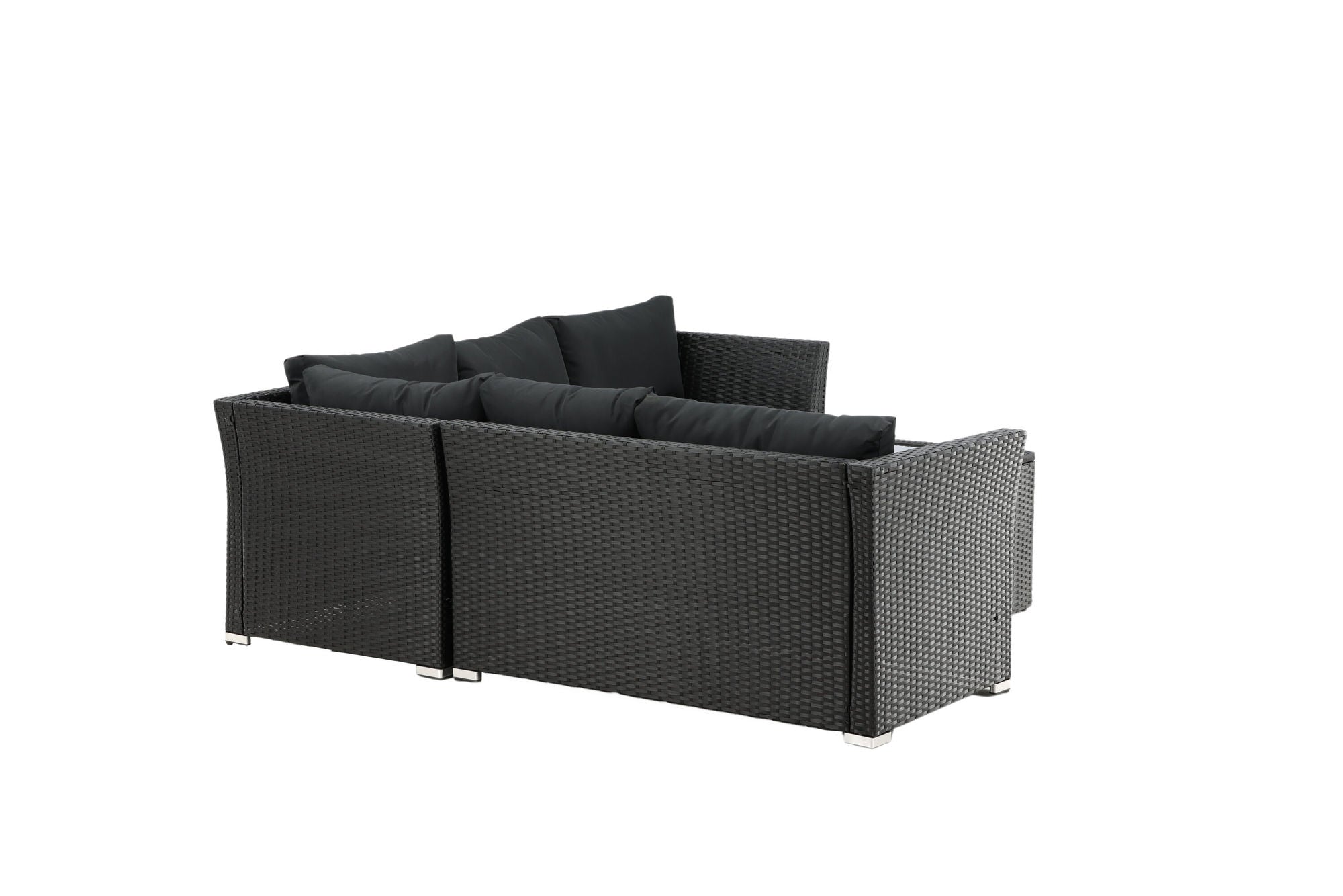 Venture Home Haiti Sofa Set - Black Wicker / Black Cushion
