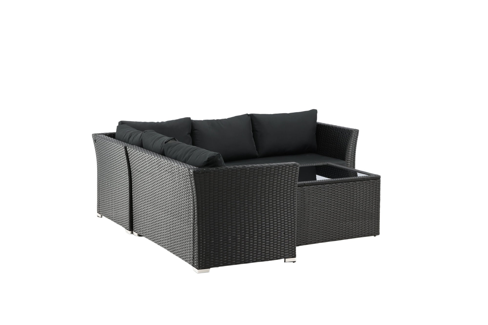 Venture Home Haiti Sofa Set - Black Wicker / Black Cushion