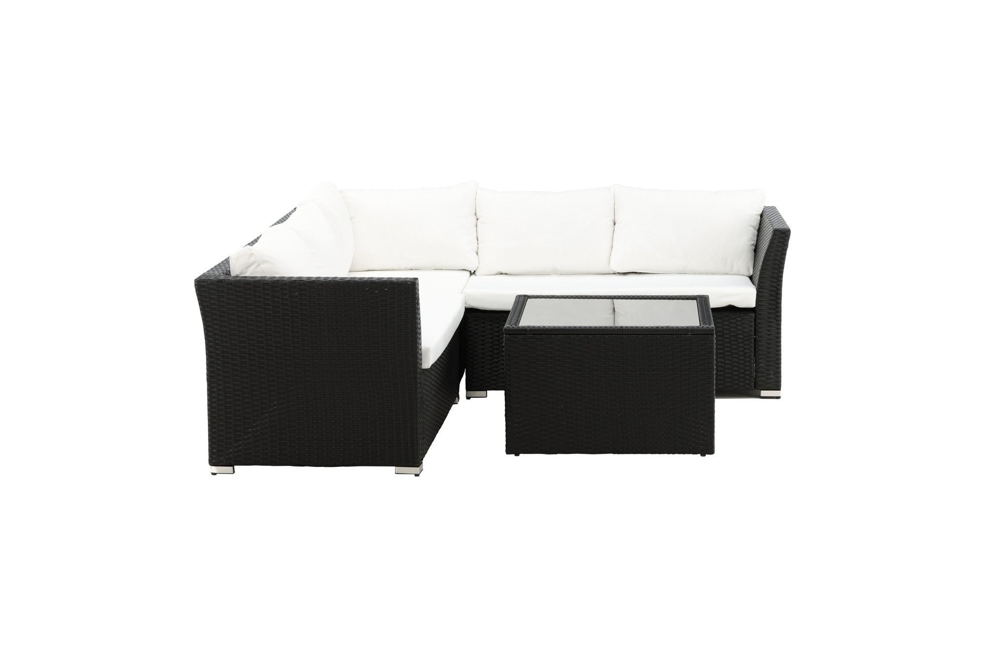 Venture Home Haiti Sofa Set - Black Wicker / White Cushion