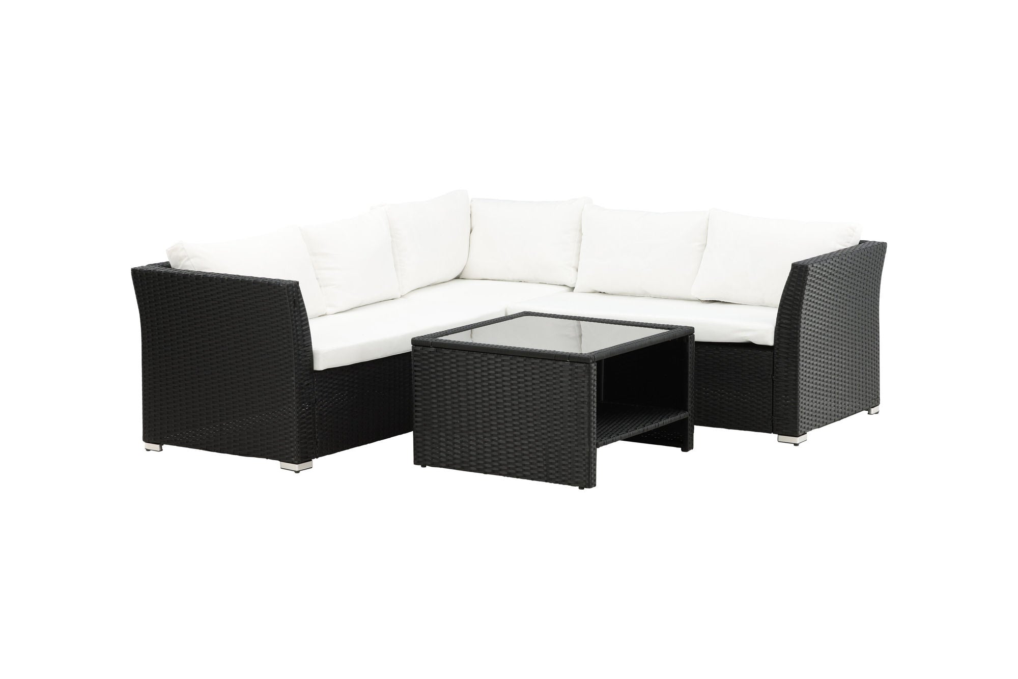 Venture Home Haiti Sofa Set - Black Wicker / White Cushion