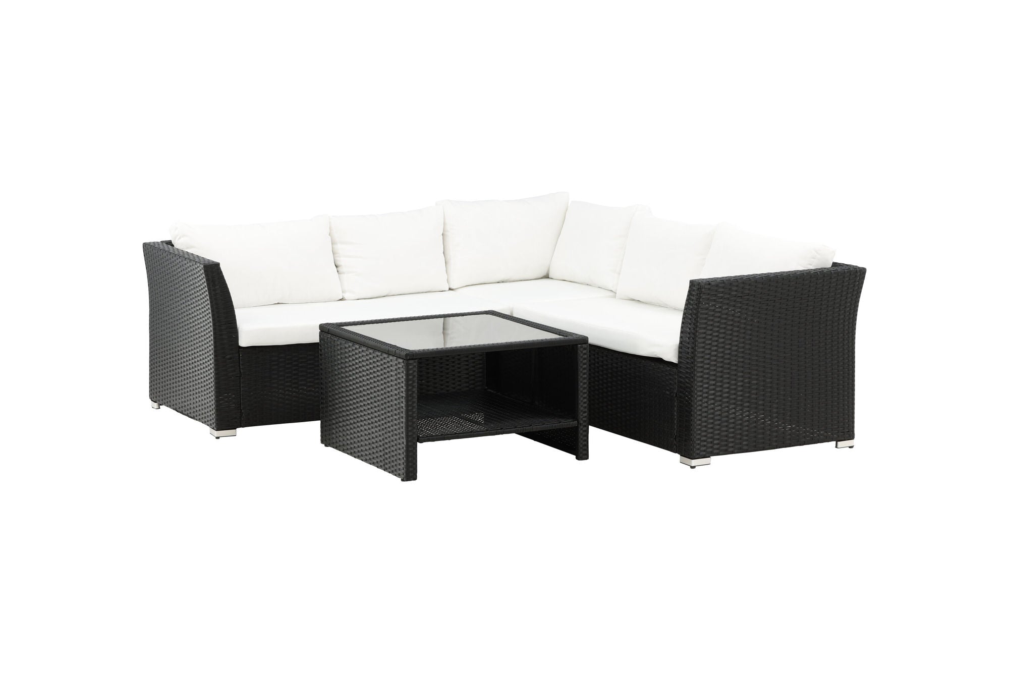 Venture Home Haiti Sofa Set - Black Wicker / White Cushion