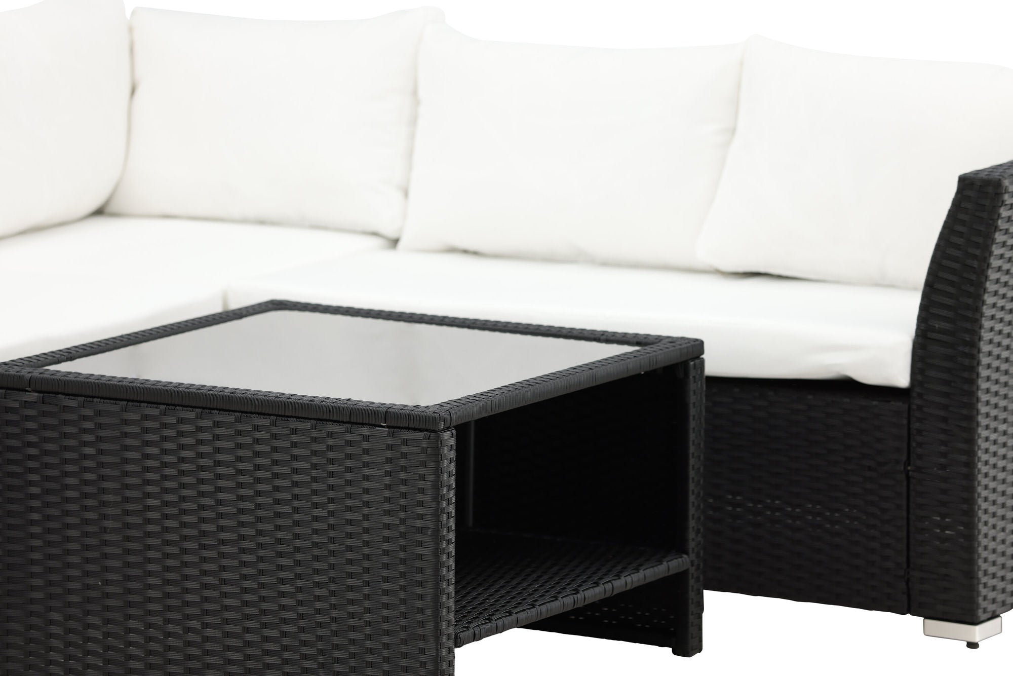 Venture Home Haiti Sofa Set - Black Wicker / White Cushion