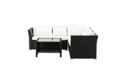Venture Home Haiti Sofa Set - Black Wicker / White Cushion