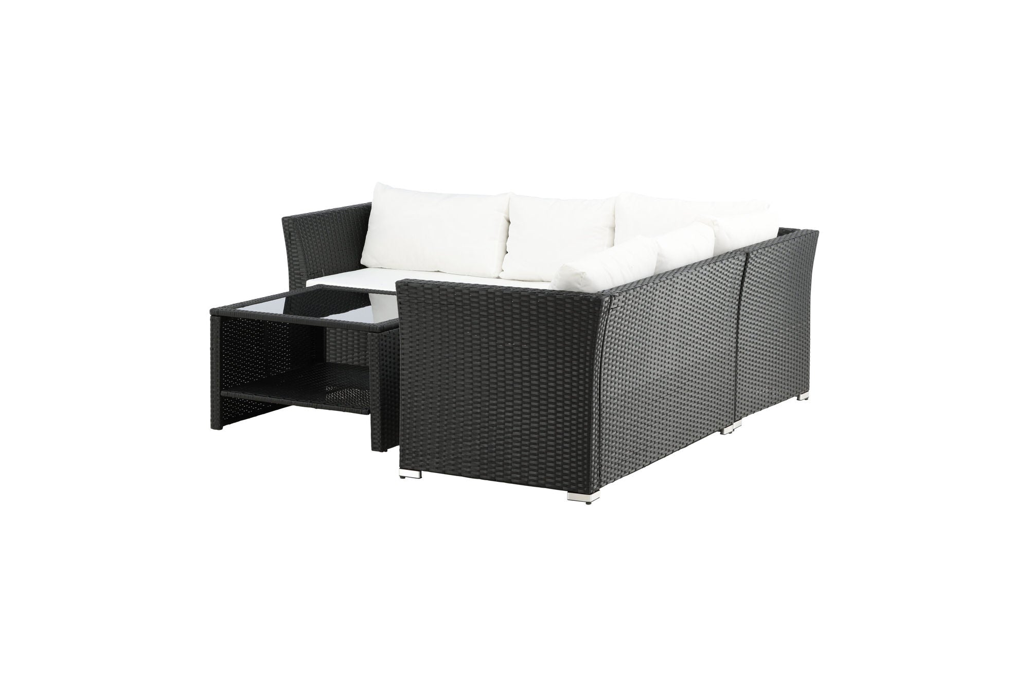 Venture Home Haiti Sofa Set - Black Wicker / White Cushion