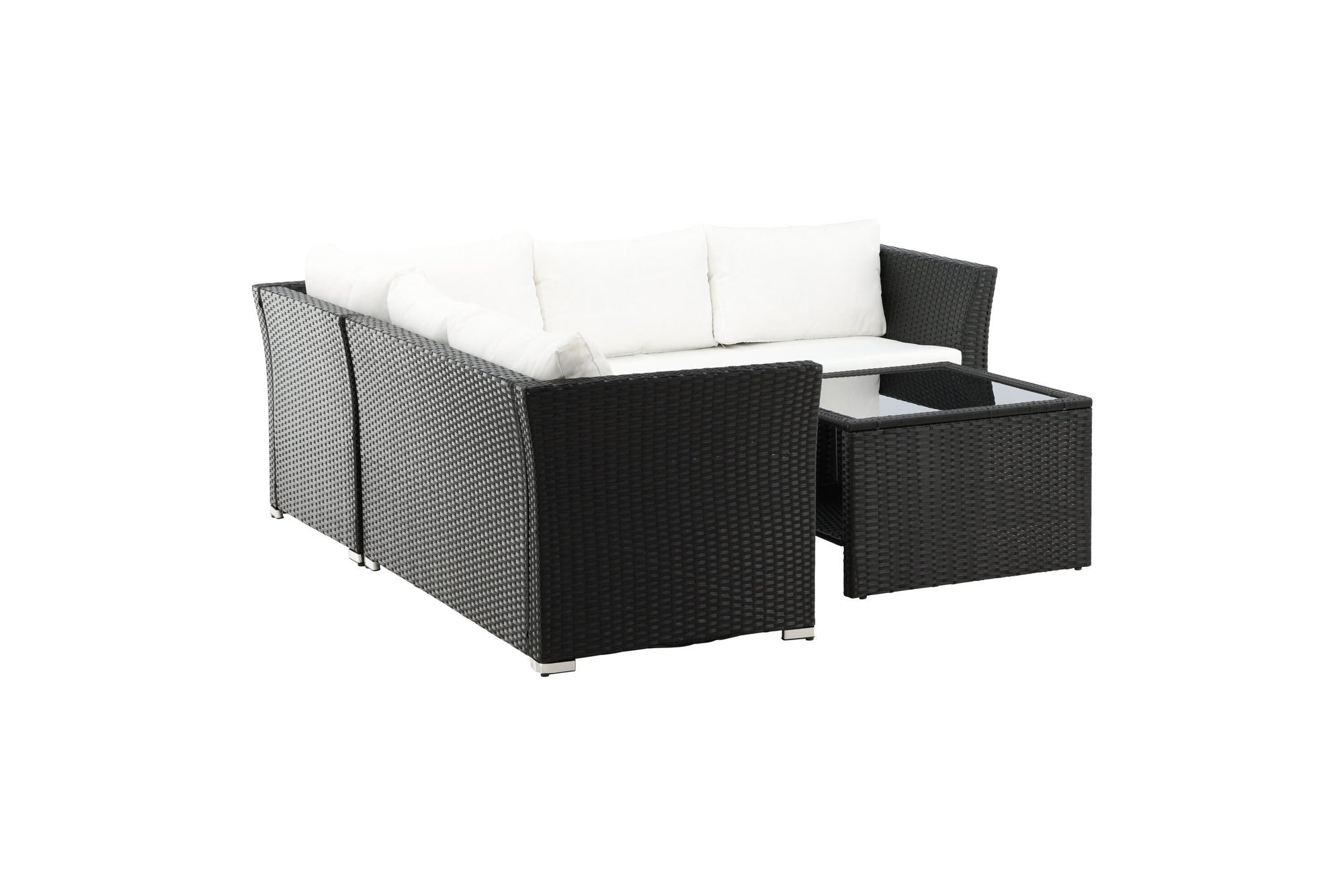 Venture Home Haiti Sofa Set - Black Wicker / White Cushion