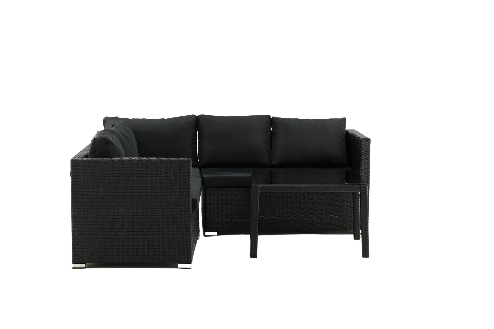 Venture Home Kuba Sofa Set - Black Wicker - Black Cushion