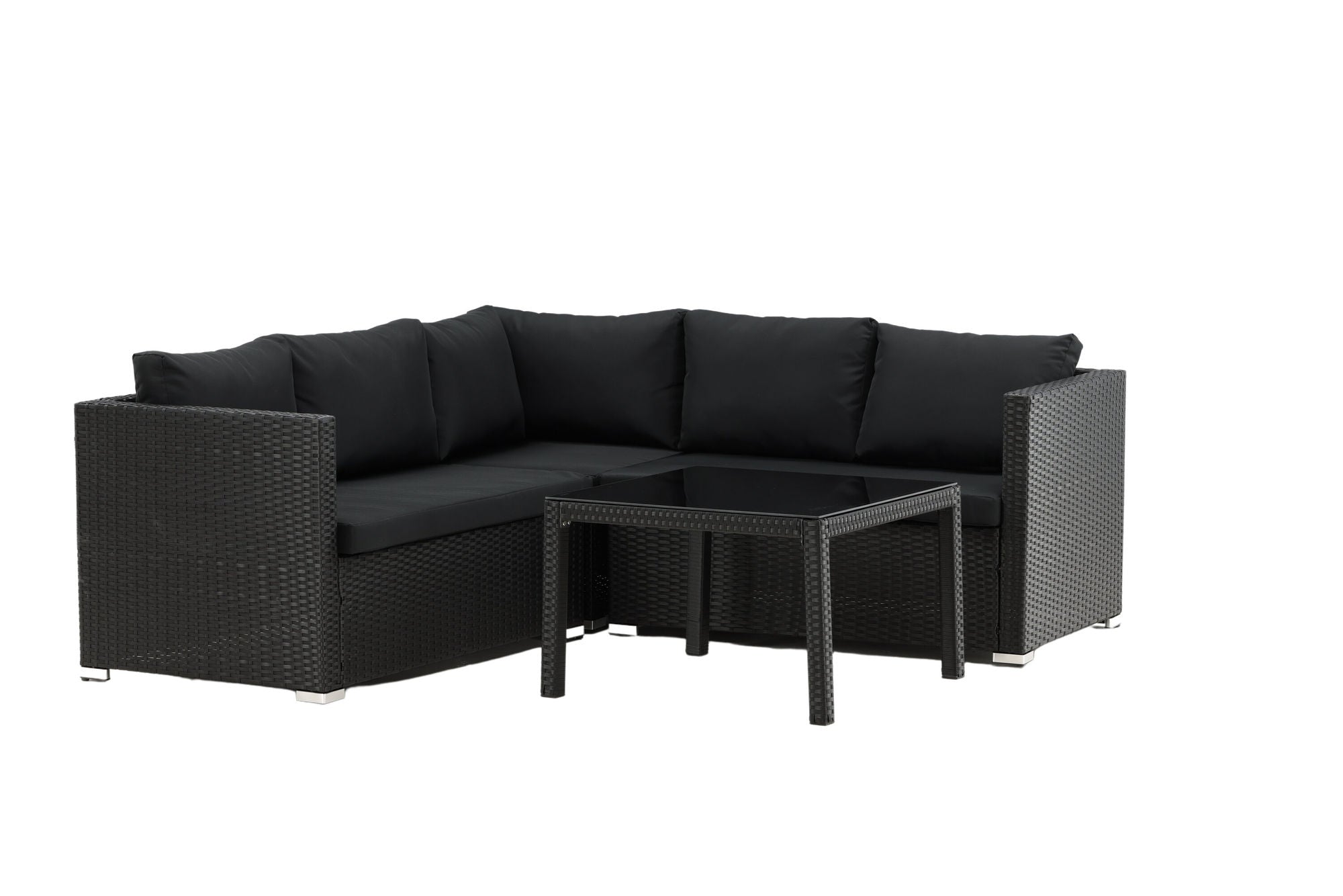 Venture Home Kuba Sofa Set - Black Wicker - Black Cushion