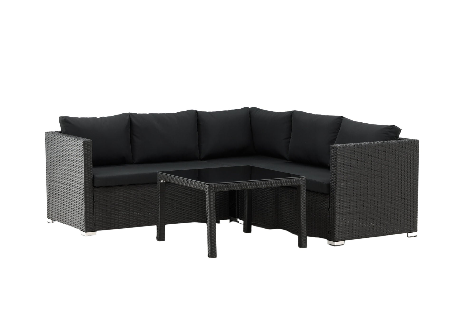 Venture Home Kuba Sofa Set - Black Wicker - Black Cushion